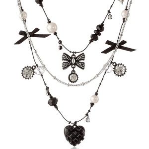 Betsey Johnson Iconic Bow and Heart  Necklace